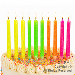 VELA LISA GIBREADA FLUO NEON CON PINCHE X 10